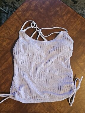 🤍✨ SO White Textured Tankini Swim Top – Women’s Small ✨🤍